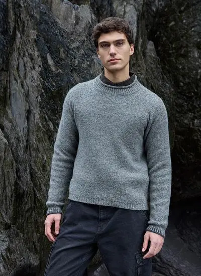 Fisherman Lambswool Shawl Collar Cardigan 